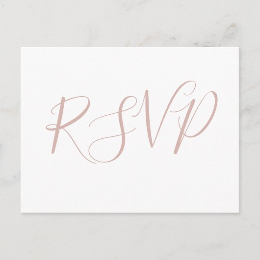 Rosa Kalligraphie Hochzeit RSVP Postkarten (Vorderseite)