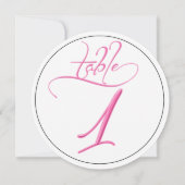 Rosa Kalligraphie Script Runde Tischnummer 1 Karte (Rückseite)