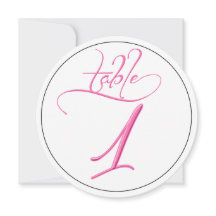 Rosa Kalligraphie Script Runde Tischnummer 1 Karte