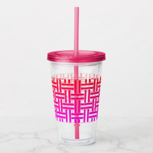 Rosa kalte Getränke Tumbler mit Stroh Acryltrinkbecher