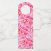 Rosa Kamelie Aquarell Winterfrühlingshochzeit Flaschenanhänger (Rückseite)