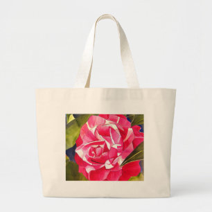 Rosa Kamelien Aquarell Blume Malerei Jumbo Stoffbeutel