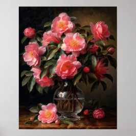Rosa Kamelien Blume Art Print Poster