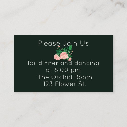 Rosa Kamelien Empfang Begleitkarte (Vorderseite)