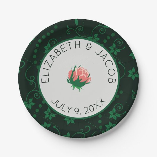 Rosa Kamelien Hochzeit Pappteller (Vorderseite)