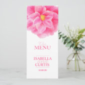 Rosa Kamelien Hochzeitsmenü Menükarte (Stehend Vorderseite)