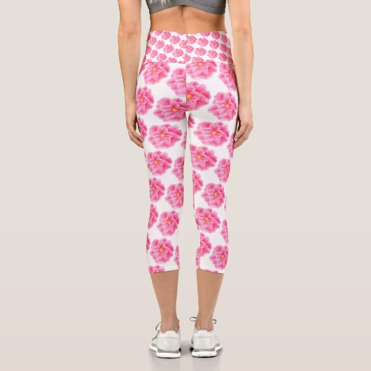 Rosa Kamelien-Kunst vom Frühling Capri Leggings (Rückseite)