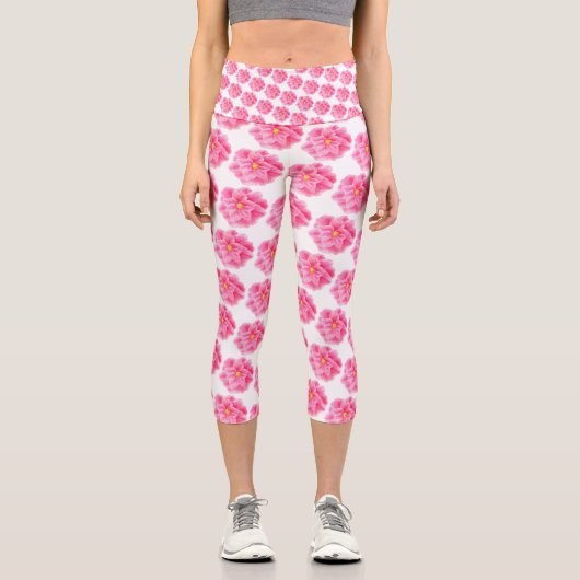 Rosa Kamelien-Kunst vom Frühling Capri Leggings (Vorderseite)