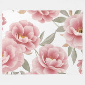 Rosa Kamelien mit grünen Blätter Fleecedecke (Vorderseite (Horizontal))