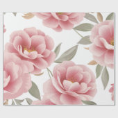 Rosa Kamelien mit grünen Blätter Geschenkpapier (Flach)