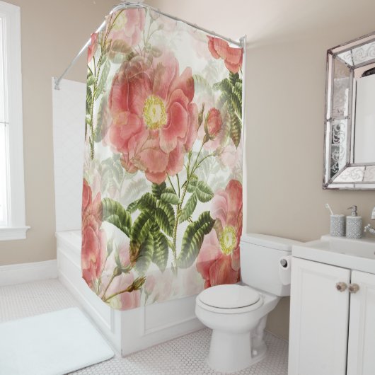 Rosa Kamelien-Muster Duschvorhang (Beispiel)