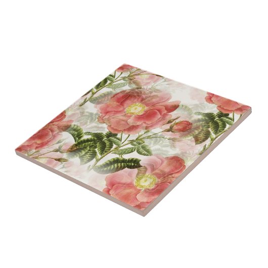 Rosa Kamelien-Muster Fliese (Seite)