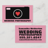 Rosa Kamera-Hochzeits-Fotografie-Visitenkarte Visitenkarte (Vorne/Hinten)