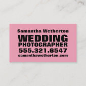 Rosa Kamera-Hochzeits-Fotografie-Visitenkarte Visitenkarte (Rückseite)