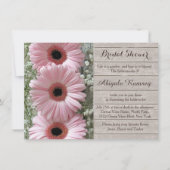 Rosa Kängurke auf Holz-Brautparty Einladung (Vorderseite)