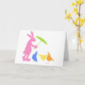 Rosa Kaninchen Karte (Gelbe Blume)