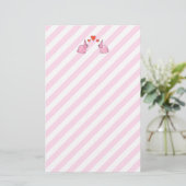 Rosa Kaninchen mit Herzen Briefpapier (Stehend Vorderseite)
