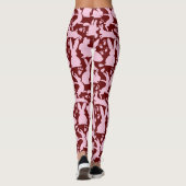 Rosa Kaninchen Muster D Rot Leggings (Rückseite)
