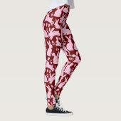 Rosa Kaninchen Muster D Rot Leggings (Rechts)