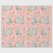 Rosa. Kaninchen und Blume. Geschenkpapier (Flach)