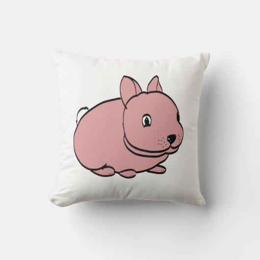 Rosa Kaninchendesign auf dem Kissen (Vorderseite)