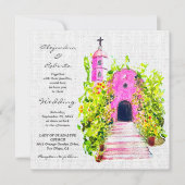 Rosa Kapelle Wasserfarbe Mexikanische Hochzeit Ein (Vorderseite)