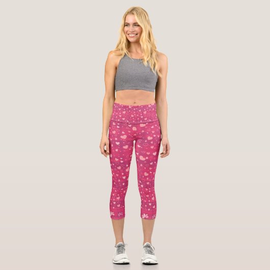 Rosa Kapselhohle Capri Leggings (Vorderseite)