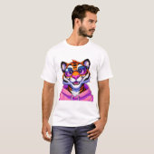 Rosa Kapuzenpullover-Tiger-Kunst T-Shirt (Vorne ganz)