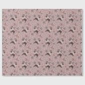 Rosa Kardinäle und Rentiere Geschenkpapier (Flach)