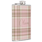 Rosa Kariert braun Karierte Wasserfarben Bridesmai Flachmann (Rechts)