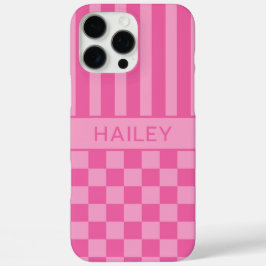 Rosa kariert gestreift personalisiert iPhone 16 pro max hülle
