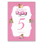 Rosa Kariert mit Baby Bears Tischnummern (Rückseite)