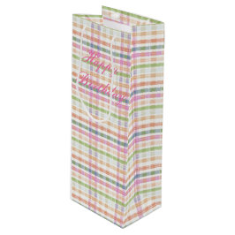 Rosa Kariert mit Blau Geschenktüte Für Weinflaschen