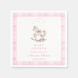 Rosa Kariert Rocking Horse Kinderdusche Serviette
