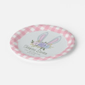 Rosa Karierte Aquarellfarbe Blumengeblümte Ostern Pappteller (Schrägansicht)