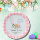 Rosa Karierte Aquarellfarbe Blumengeblümte Ostern Pappteller