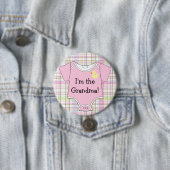 Rosa karierte Baby-Dusche bin ich die Großmutter Button (Beispiel)