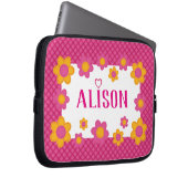 Rosa karierte Blumenmädchen nennen niedliches Fede Laptopschutzhülle (Vorne Rechts)