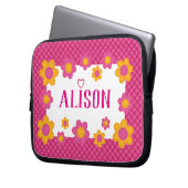 Rosa karierte Blumenmädchen nennen niedliches Fede Laptopschutzhülle (Vorderseite Links)