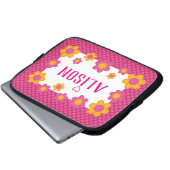 Rosa karierte Blumenmädchen nennen niedliches Fede Laptopschutzhülle (Vorne Knopf)