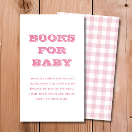 Rosa Karierte Bücher für Baby | Babyparty Begleitkarte