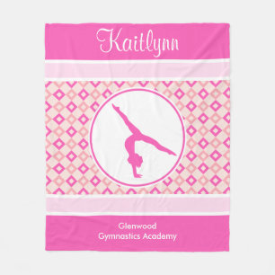 Rosa karierte Diamant-Gymnastik mit Monogramm Fleecedecke