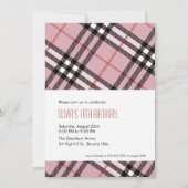 Rosa karierte Einladungen (Vorderseite)