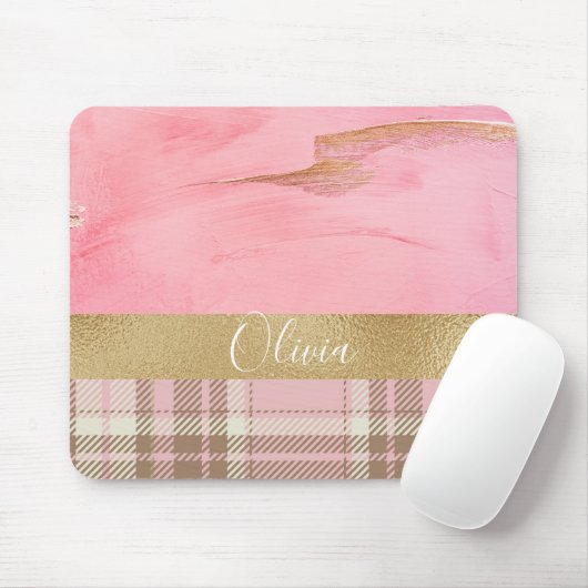 Rosa Karierte Farbe Mousepad (Mit Mouse)