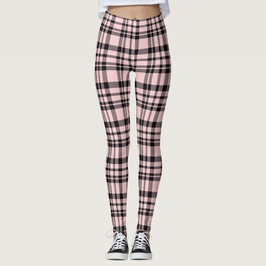 Rosa Karierte Frauen Leggings (Vorderseite)