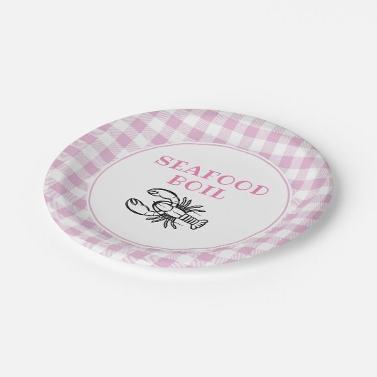 Rosa Karierte Meeresfrüchte Party Pappteller (Schrägansicht)