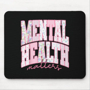 Rosa karierte mentale Gesundheit zählt Frühlingsze Mousepad