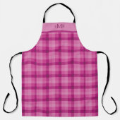 Rosa Karierte Monogramm-Initialen Schürze (Vorderseite)
