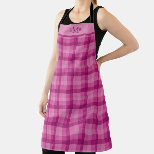 Rosa Karierte Monogramm-Initialen Schürze
