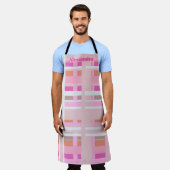 Rosa karierte Orange Schürze (Getragen)